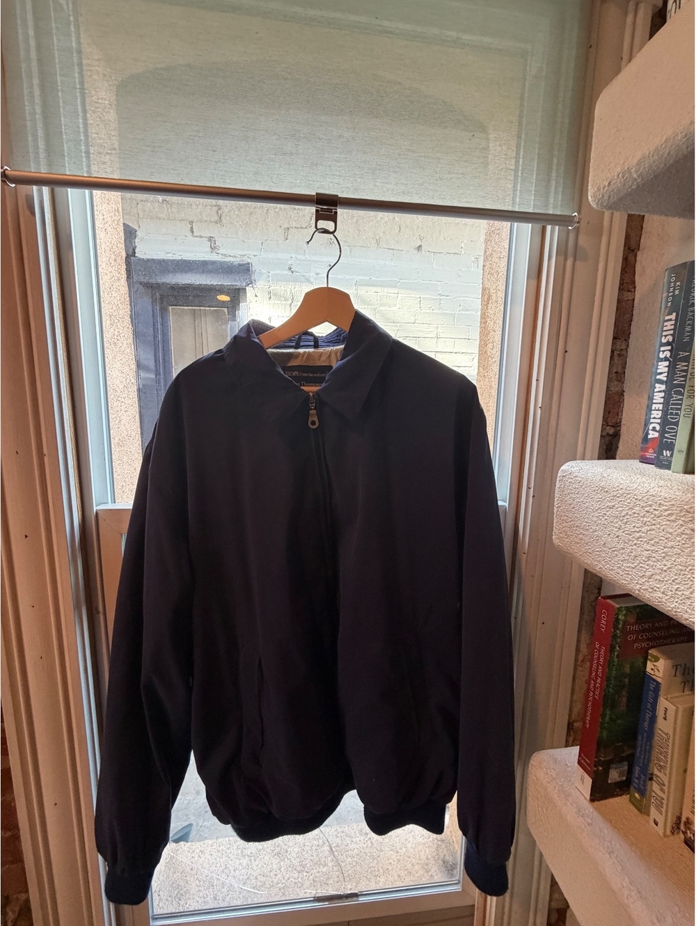 Norm Thompson navy zip jacket